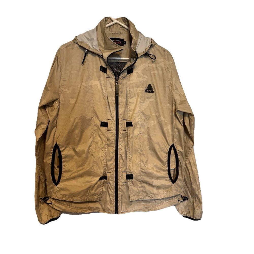 Vintage Triple Five Soul Break Away Hood Raincoat Vest Windbreaker Tan Camo Sm